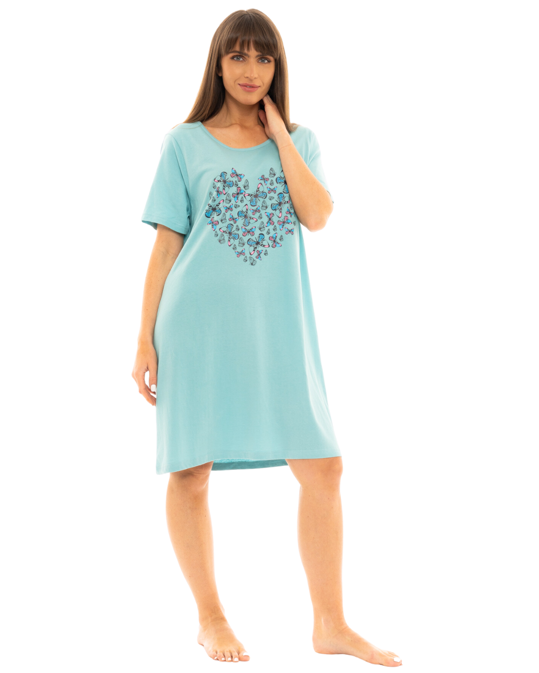 Women's 100% Cotton Pack of 2 Duck Egg Butterfly Nightshirts