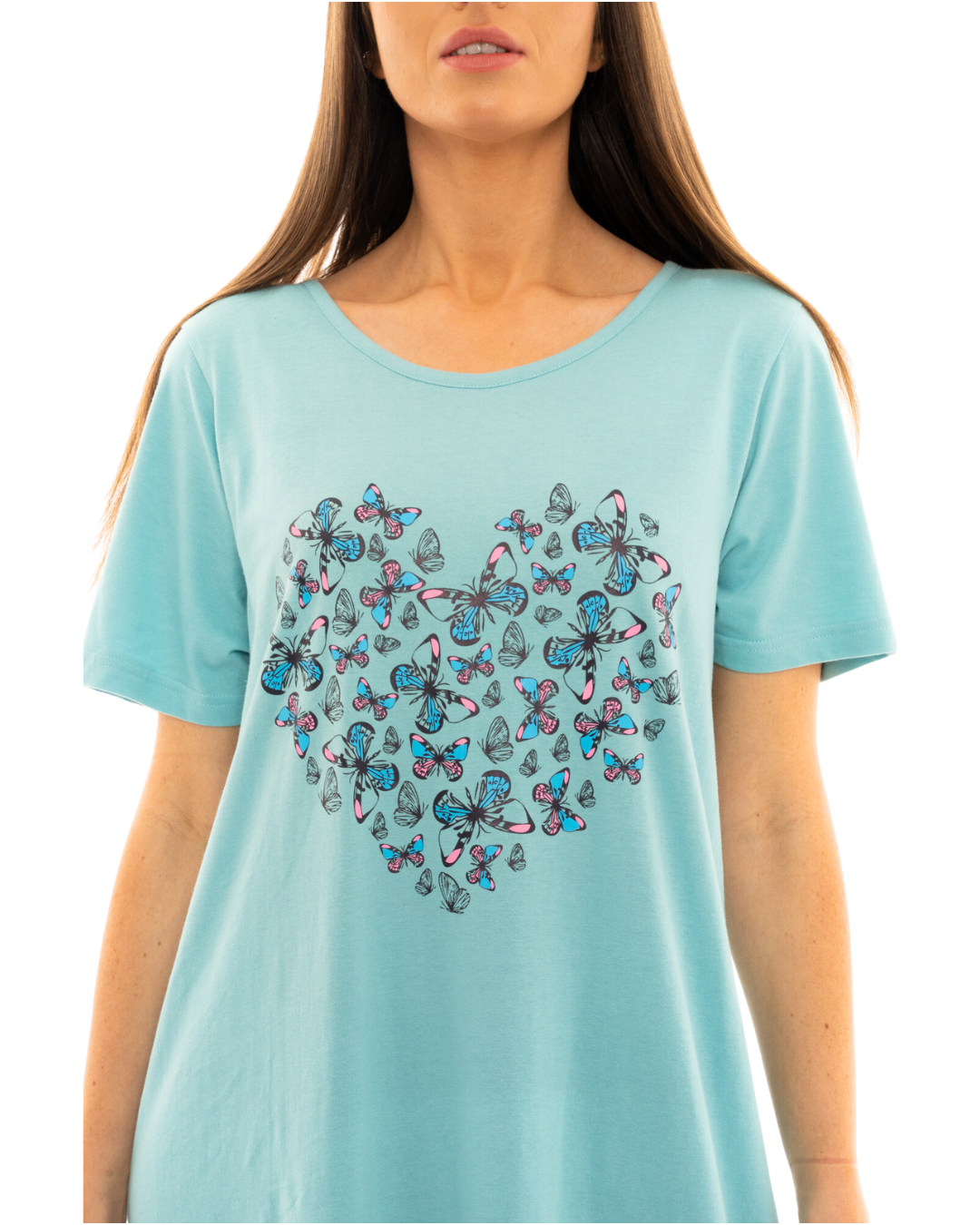 Women's 100% Cotton Pack of 2 Duck Egg Butterfly Nightshirts