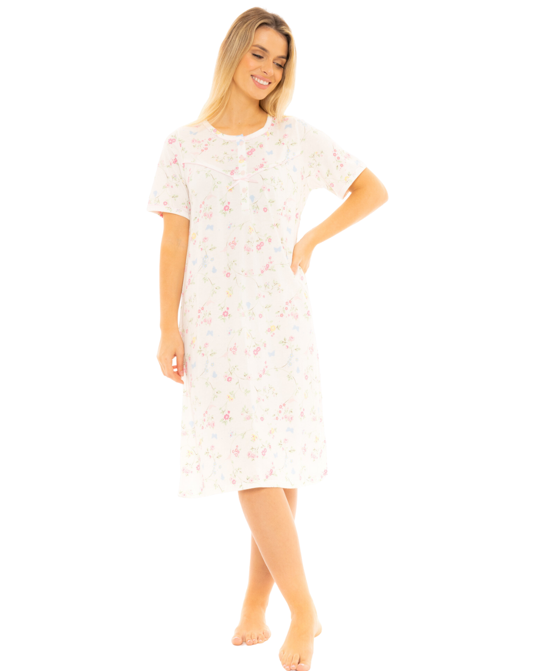 Birds and Butterfly 100% Cotton Short Sleeve Nightdress