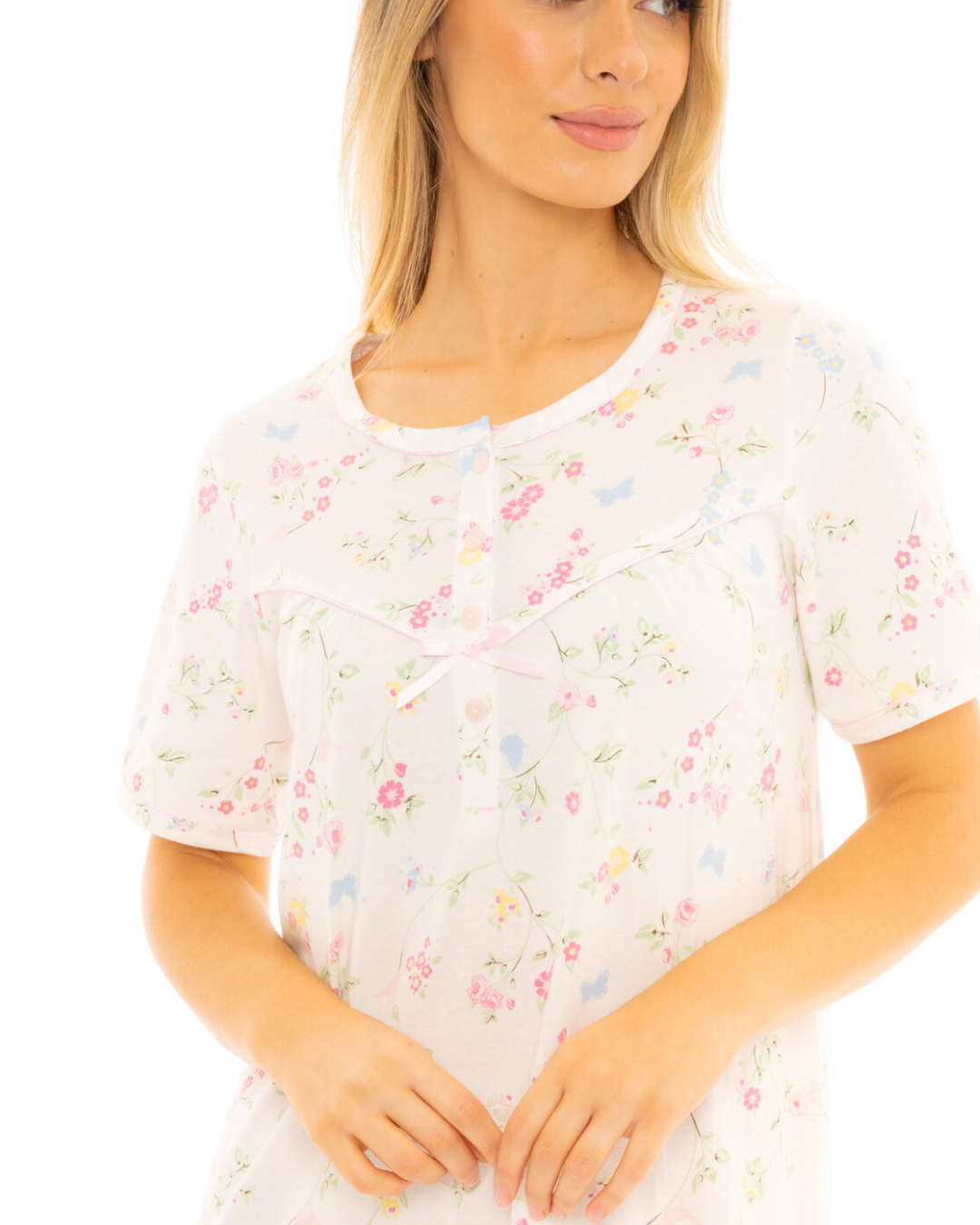 Birds and Butterfly 100% Cotton Short Sleeve Nightdress