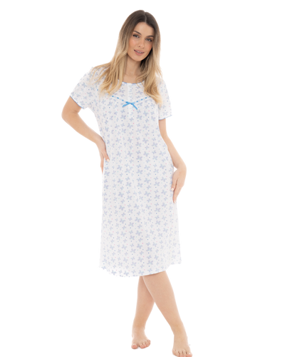 Butterfly Print 100% Cotton Jersey Short Sleeve Nightdress