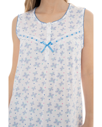 Butterfly Print 100% Cotton Jersey Sleeveless Nightdress