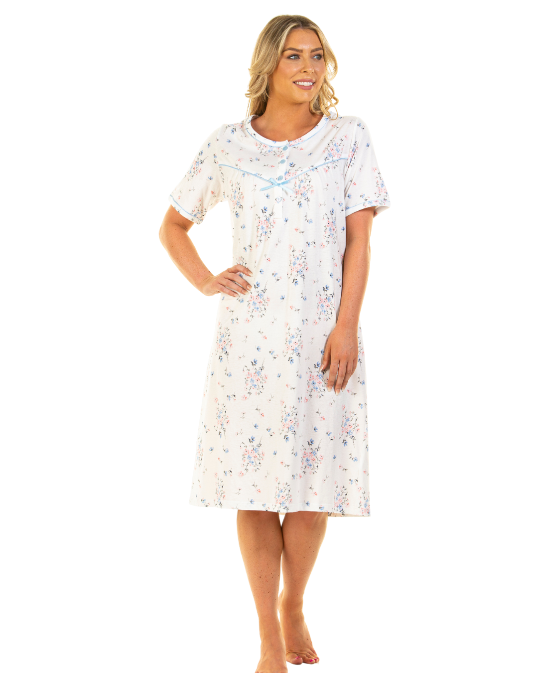 Moonlight Floral 100% Cotton Short Sleeve Nightdress