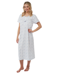 Butterfly Print 100% Cotton Jersey Short Sleeve Nightdress