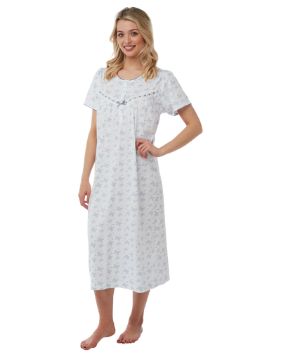 Butterfly Print 100% Cotton Jersey Short Sleeve Nightdress