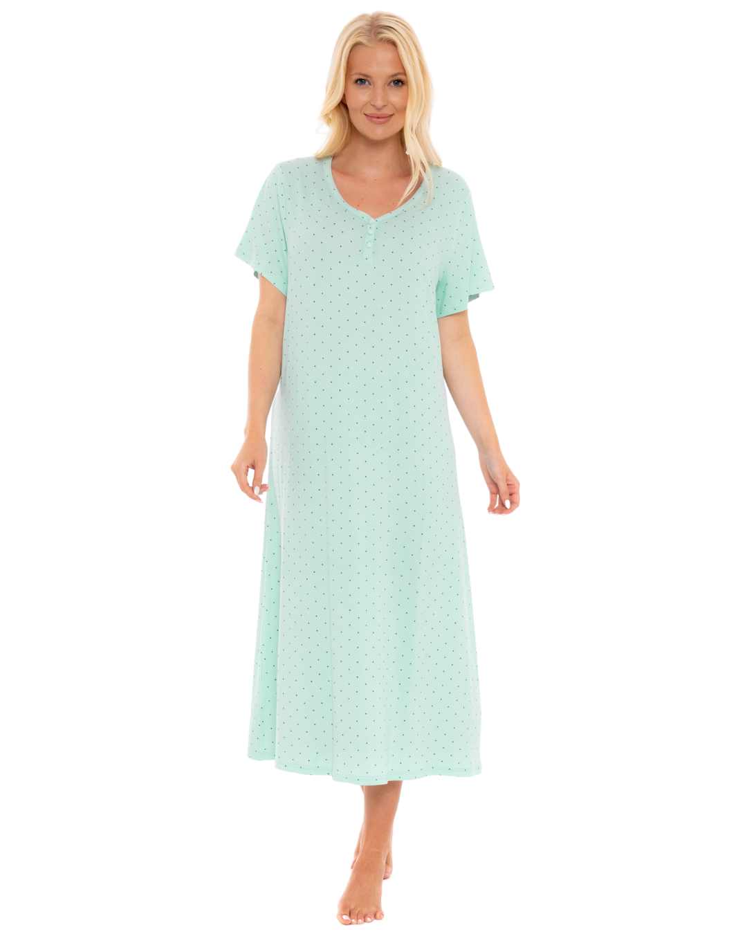Luxury Soft Touch Longer Length Jersey Spot Nightdress up to Larger Sizes