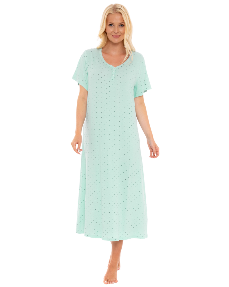 Luxury Soft Touch Longer Length Jersey Spot Nightdress up to Larger Sizes