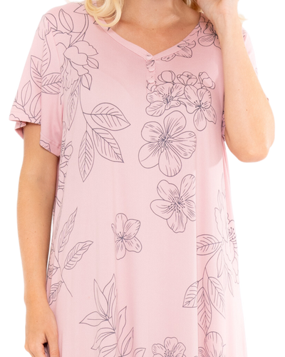Long Plus Size Luxury Soft Touch Jersey Floral Nightshirt