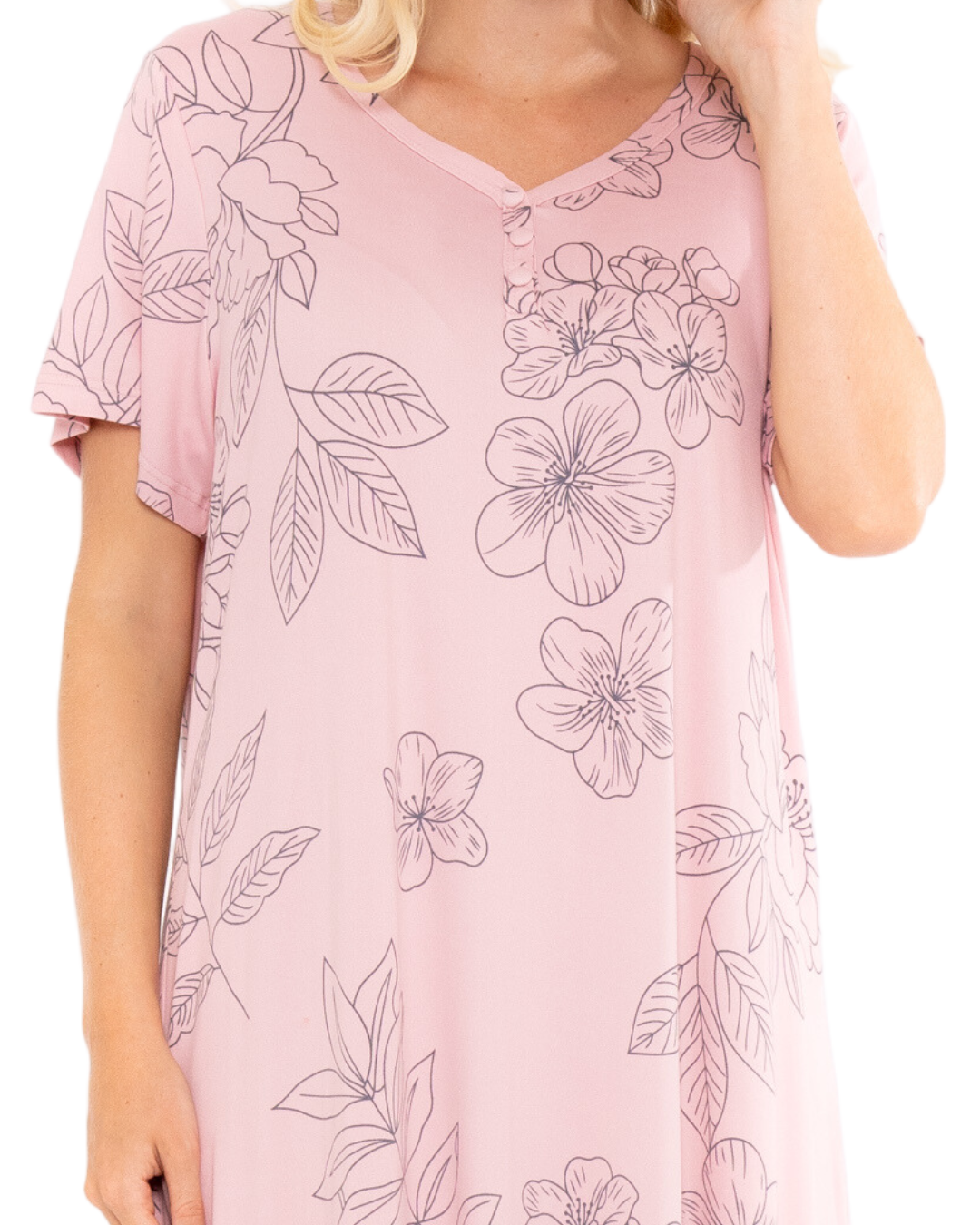 Long Plus Size Luxury Soft Touch Jersey Floral Nightshirt