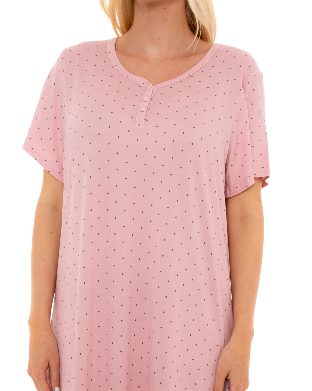 Luxury Soft Touch Longer Length Jersey Spot Nightdress up to Larger Sizes