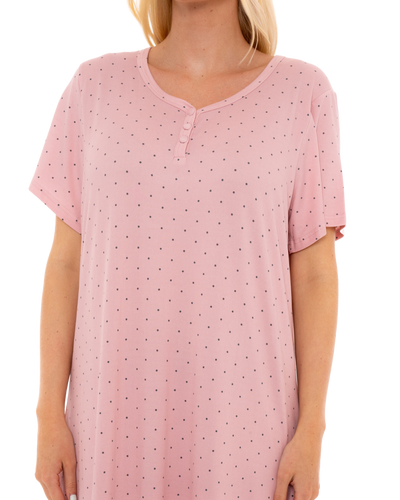 Luxury Soft Touch Longer Length Jersey Spot Nightdress up to Larger Sizes