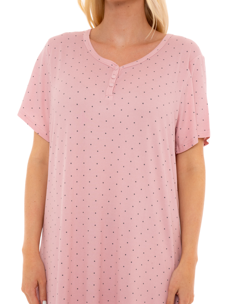 Luxury Soft Touch Longer Length Jersey Spot Nightdress up to Larger Sizes