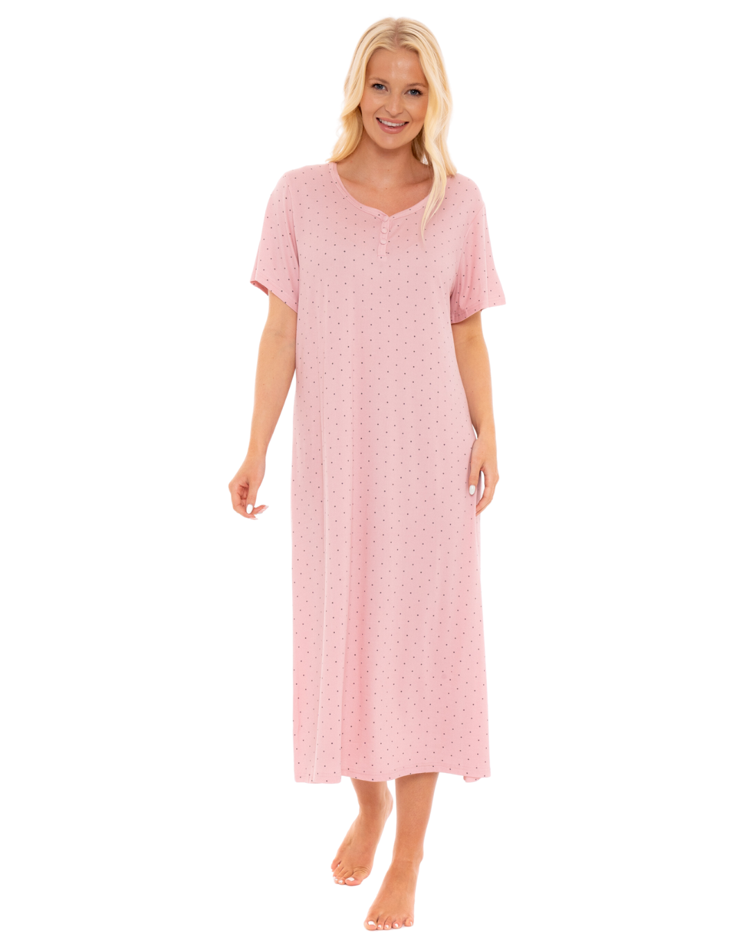 Luxury Soft Touch Longer Length Jersey Spot Nightdress up to Larger Sizes