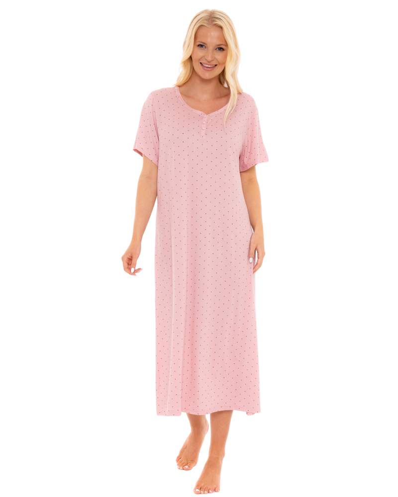 Luxury Soft Touch Longer Length Jersey Spot Nightdress up to Larger Sizes