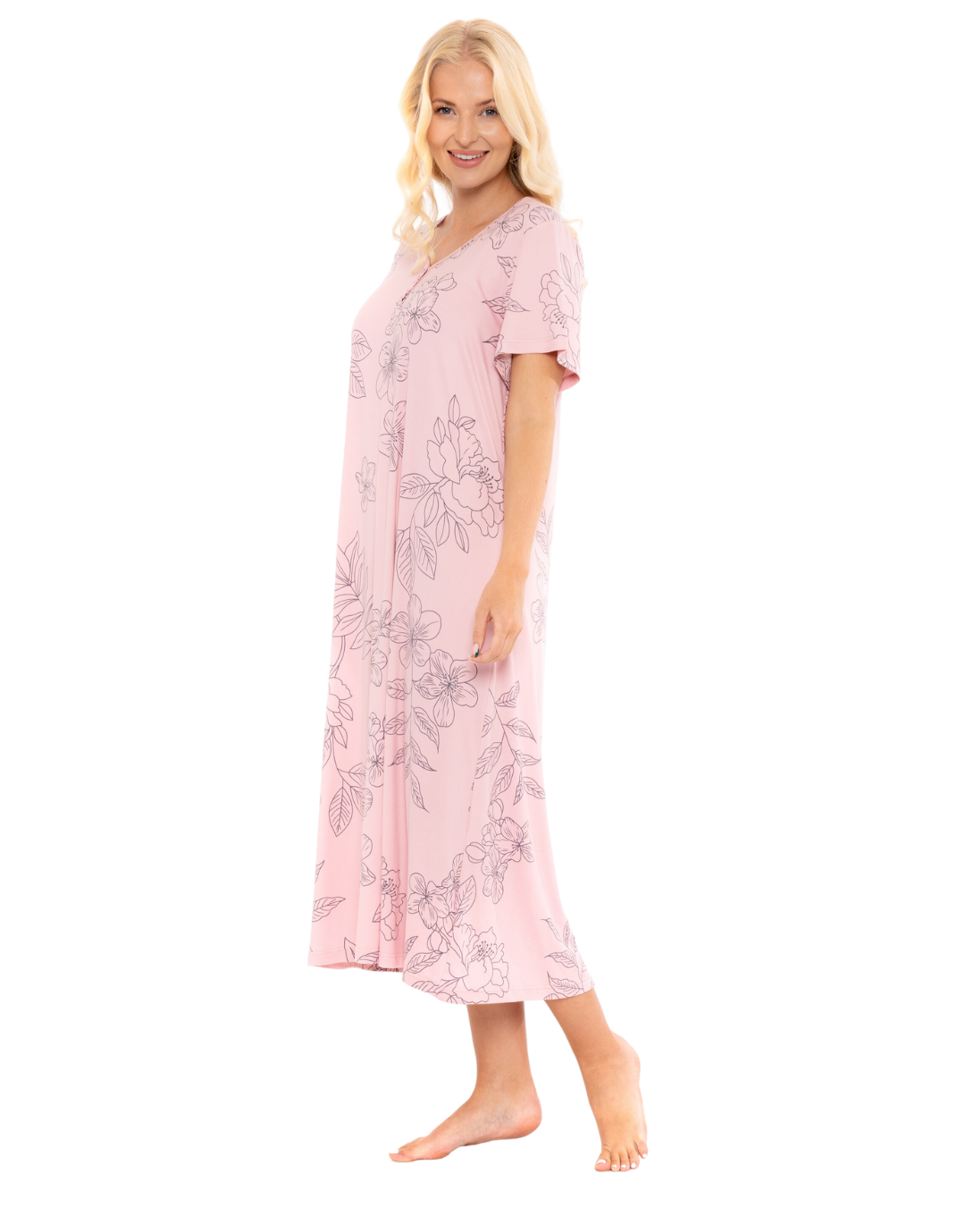 Long Plus Size Luxury Soft Touch Jersey Floral Nightshirt