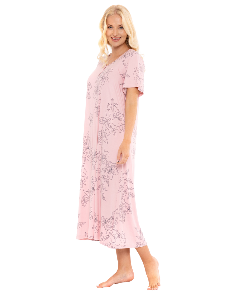 Long Plus Size Luxury Soft Touch Jersey Floral Nightshirt