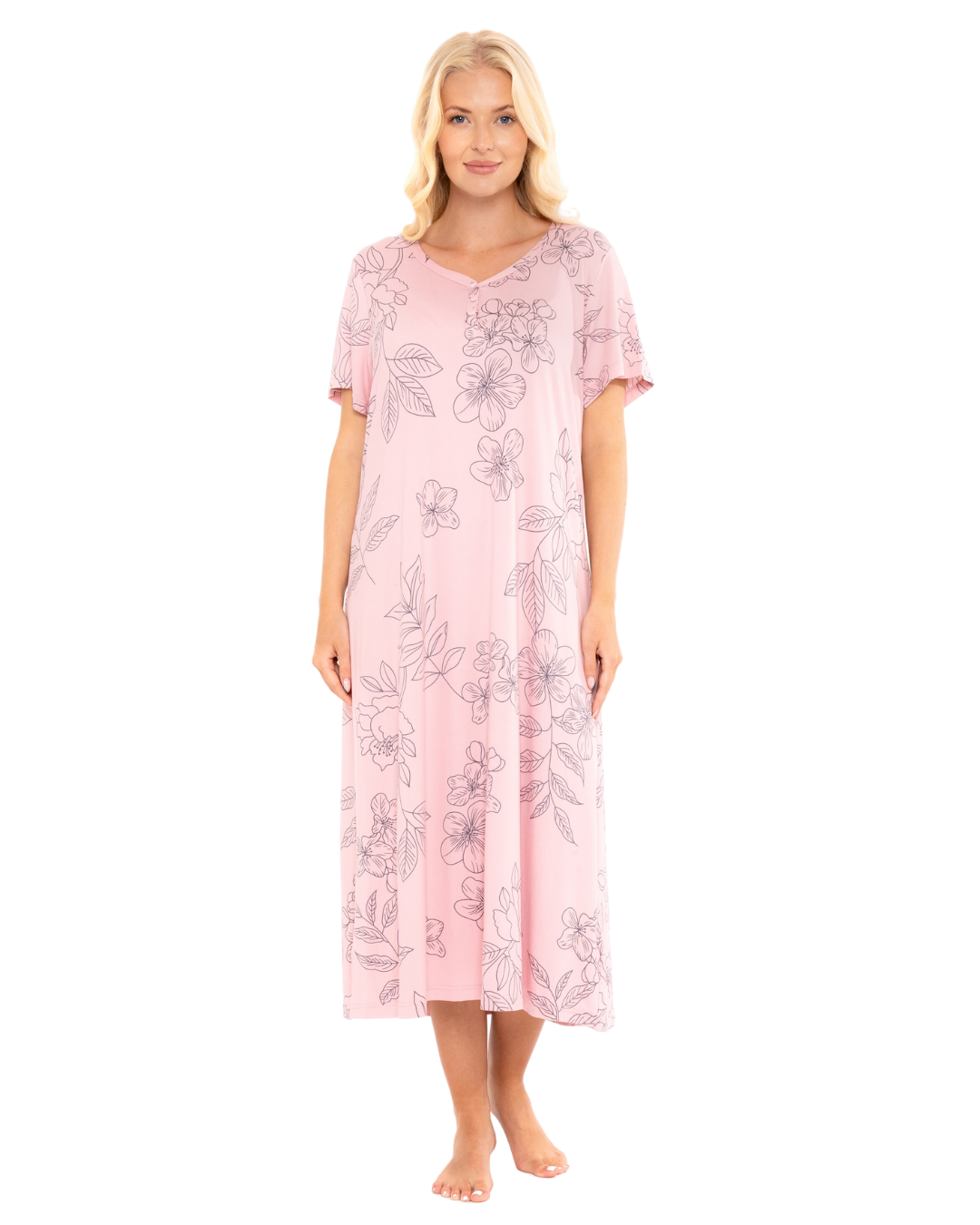 Long Plus Size Luxury Soft Touch Jersey Floral Nightshirt