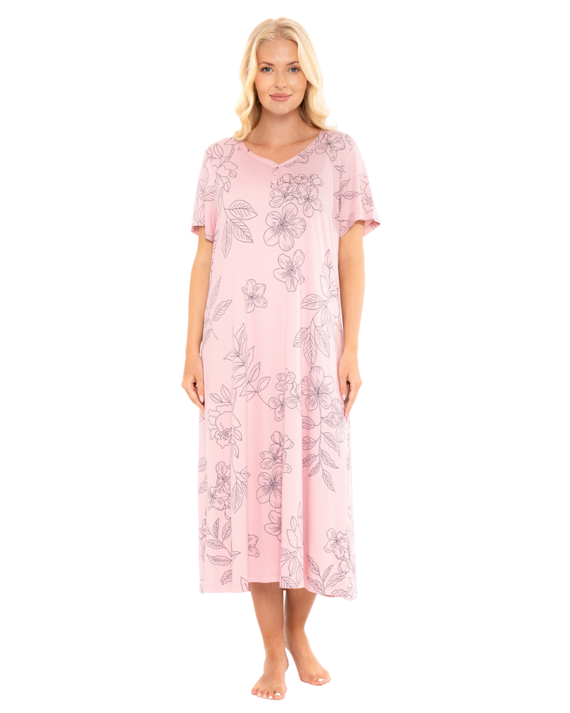 Long Plus Size Luxury Soft Touch Jersey Floral Nightshirt
