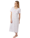 Butterfly Print 100% Cotton Jersey Button Through Nightdress