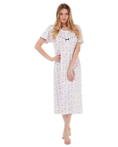 Butterfly Print 100% Cotton Jersey Short Sleeve Nightdress