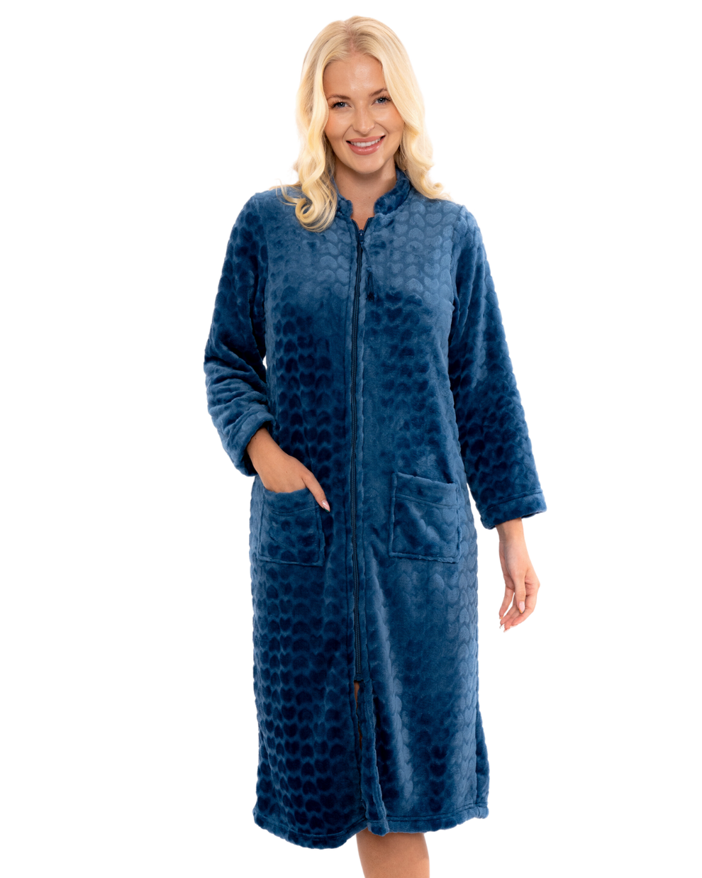Luxury Embossed Fleece Zip Dressing Gown Suzy & Me Collection