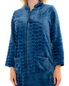 Women's Embossed Fleece Zip Dressing Gown with Front Pockets