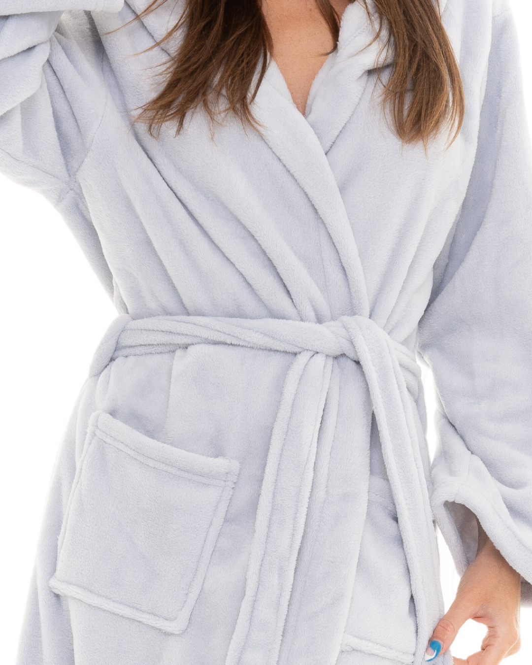 Luxury Bathrobes :: Plush Robes :: Gray Plush Soft Warm Fleece Womens Robe  - Wholesale bathrobes, Spa robes, Kids robes, Cotton robes, Spa Slippers,  Wholesale Towels