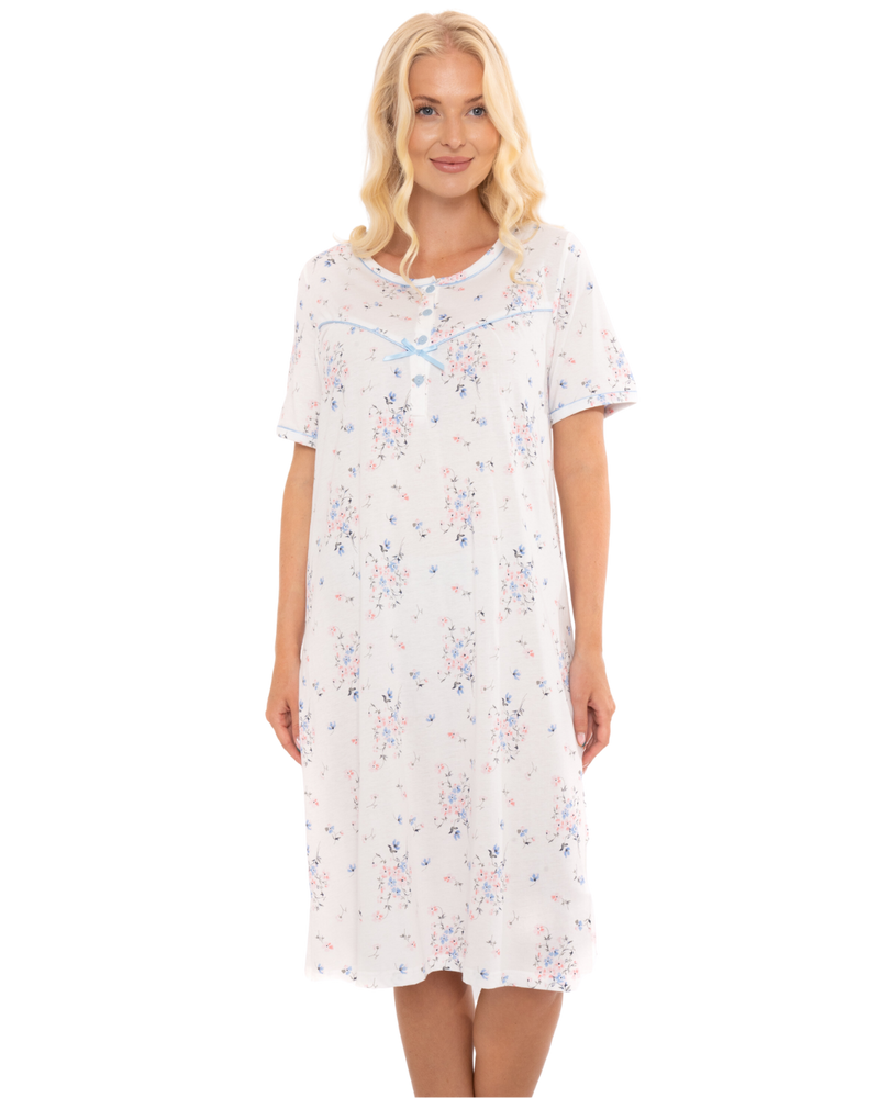 Moonlight Floral 100% Cotton Short Sleeve Nightdress