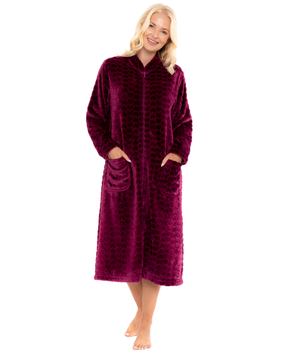 Luxury Embossed Fleece Zip Dressing Gown Suzy & Me Collection